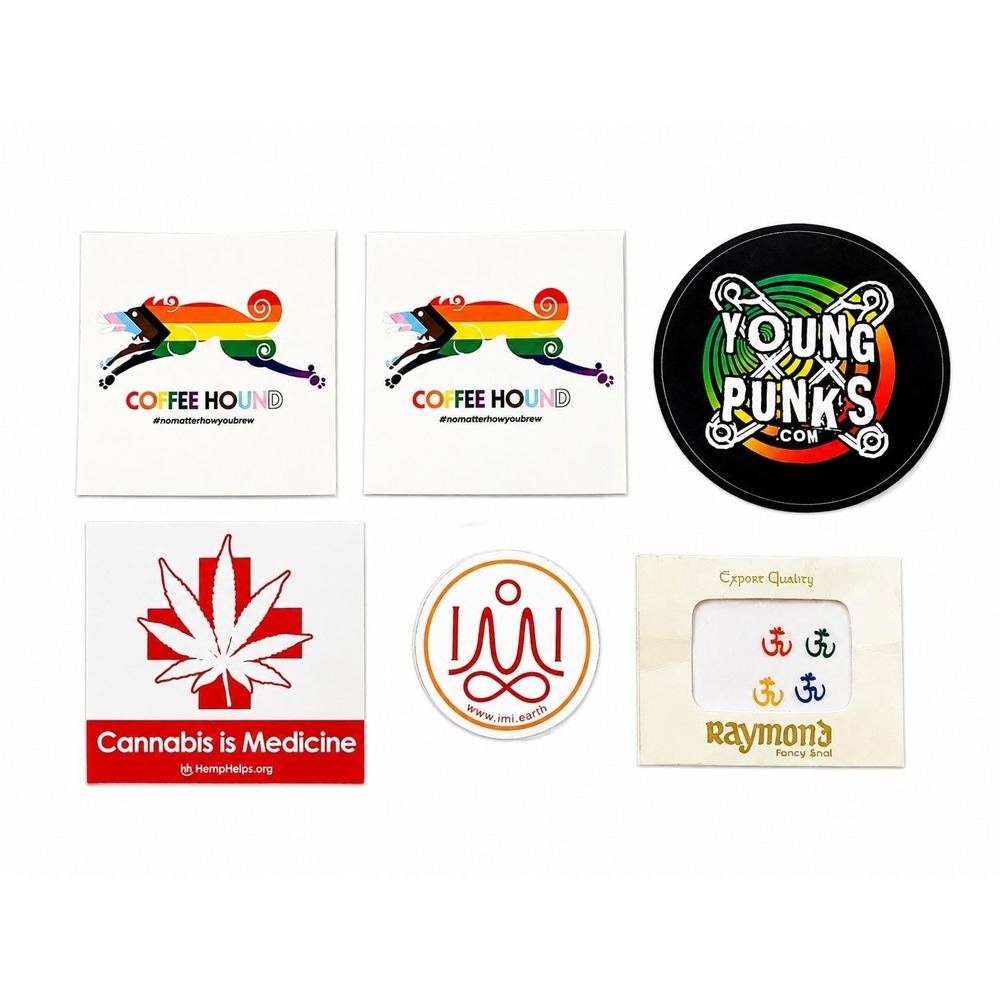 Vintage Assorted Sticker Lot Coffee Hound Pride Young Punks Cannabis Advocacy